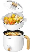 Audecook Electric Hot Pot with Steamer, 1.5L Portable Fast Mini Stove, Multifunctional Non-Stick Electric Pan for Stirring Frying/Stew/Steam (White/with Steamer)