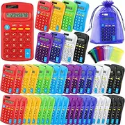 [Aodaer] 48 Pieces Back to School Pocket Size Calculator with Drawstring Bags Back to School 8 Digit Display Basic Calculator Mini Calculator Bulk for School Students Desktop Home Office, 8 Colors