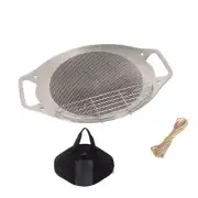 NOBANA Outdoor BBQ Pan Camping Stainless Steel Frying Pan, Style: BBQ Pan+BBQ Ne