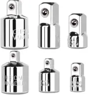 6Pcs Silver Socket Adapter & Reducer Set 1/4" 3/8" 1/2" Chrome Vanadium Steel