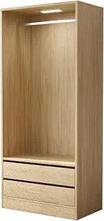 [Priceworth] Botany Hanging Wardrobe with Drawers 800, Clothes Rack with Ample Storage and Hanging Rack, Display Cabinet with LED, Enhances Room Decor, Durable, 80W x 45D x 180 H CM, Oak Finish