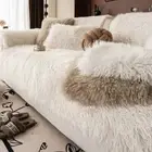 Faux Wool Soft Sofa Cushion Plush Sofa Cover Room Non-slip Couch Slipcovers Home
