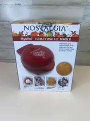 Nostalgia My Mini Turkey Waffle Maker in Cranberry Color *NEW in sealed box*