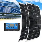 Monocrystalline Solar Panel Starter Kit with 2 Pcs 400W Flexible Solar Panel and 40A PWM Charge Controller for RV, Boats, Trailer, Camper, Marine, Off-Grid System