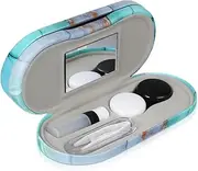 [COHEALI] 2 in 1 Double Sided Lens Case with Built-in Mirror, Solution Bottle, Tools, and Glasses Case for Travel Kit, Colored Lenses Frame Holder Stand