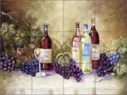 Ceramic Tile Mural Backsplash Davenport Wine Grapes Art POV-WDA006