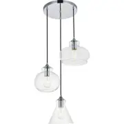 Living District LD2247C Destry 3 Light 19 inch Chrome Pendant Ceiling Light