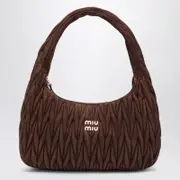 [Miu Miu] Wander XL bag cocoa colour in quilted suede One size Brown