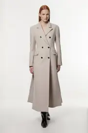 Petite Italian Wool Mix Maxi Double Breasted Tailored Coat