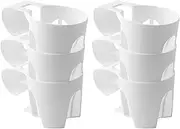 (6-Pack) Poolside Cup Holders for Above Ground Pools (White) - Compatible with Above Ground Pools with 2 Inches or Thinner Round Top Bars - Strong and Durable Easy to Use Clip-On No-Spill Cup Holders