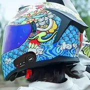 Full Face Motorcycle Helmet with Bluetooth Dual Anti-Fog Tinted Visor ECE Approved Moped Flip Up Front Helmets Scooter Karting Go Kart Crash Cool Motorbike Helmets Men matt S~XXL
