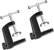 Toddmomy 2Pcs Aluminum Alloy C Type Holder Base for Microphone Table Lamp Sturdy Clip Clamp Durable Fixation Bracket for Home Dorm Store Use Black