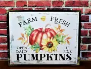Farm Fresh Pumpkins Fall Tiered Tray Farmhouse Sign Block Shelf Sitter 3.5X4.5