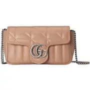 Gucci GG Marmont Leather Super Mini Bag, Camelia