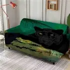 Deep Green Cat Stretch Sofa Cover Lounge Couch Slipcover Recliner Protector