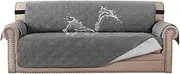 H.VERSAILTEX 100% Waterproof Couch Covers Machine Washable Sofa Cover for Dogs/Pets/Kids Couch Protector Waterproof Non-Slip Backing Sofa Slipcover for Pets (XL 3 Seater, Grey)
