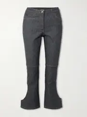 [COURREGES] COURREGES - Reversed Cropped Cutout High-rise Flared Jeans - Dark gray - 29 29 Gray