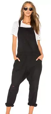 One Teaspoon Size M Distressed Black Lord Monroe Overalls - New