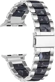 NPKNGZTATW Stainless Steel Resin Compatible With Apple Watch 7 6 SE Band 44mm 40mm Smart Watch Strap Bracelet Compatible With IWatch 5 4 Apple Watch 42mm 38mm Watch strap