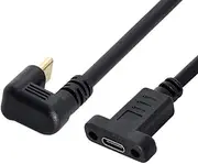 USB 3.1 Gen 2 10Gbps USB C Male to Female 180 Degree U Shape Angled Fast Charging Data Video Transfer Extension Cable with Panel Mount Hole 0.3M