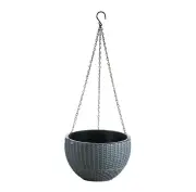 Rattan Hanging Plant Pots Flower Baskets Hanger Self Holder Wall [Colour: DARK GREY] [size: S]