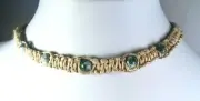 Handmade Flat Hemp Choker Necklace with Tree Agate Stone Beads