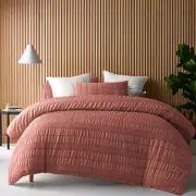 Accessorize Seersucker Tobacco Polyester Quilt Cover Set (Queen, King)
