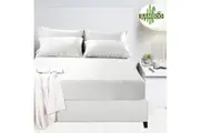 Luxury 1200TC Organic Bamboo Cotton Sateen Fitted Sheet Set White King Size Bed HypoAllergenic