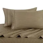 Royal Hotel Bedding Stripe Taupe Queen Size Sheets, 4PC Bed Sheet Set, 100% C...