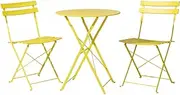 [Gardeon] 3 Pieces Folding Bistro Set, Patio Furniture Table and Chairs Outdoor Setting Conversation Sets Foldable Chair Backyard Balcony, Steel Frame Yellow