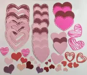 50 Valentines Hearts Paper Die Cut Scrapbook Embellishment Junk Journal