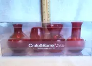 Crate And Barrel 3-3.5" Red Bud Vases Mouth Blown Glass Set Of 4 NIB See Pics