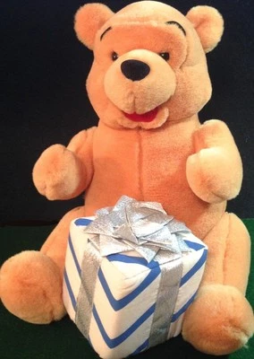 WDW DISNEY Holiday POOH 12" PLUSH with GIFT Wrapped BOX Present TOY Collectible