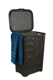 Laundry Hamper Basket With Lid 60 Liter - Deluxe Wicker Style Brown Color - 1...