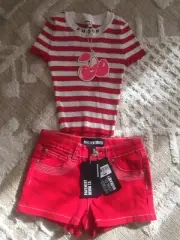 Girls Gorgeous Set Pavement Top & Matching Shorts Rrp $89.99 Size 8 BNWT