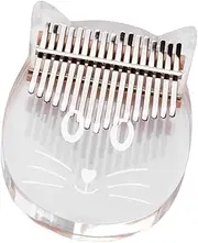 OFFIGAM Transparent Cat Shaped Crystal Thumb Piano Keys Kalimba Musical Instrument for Beginners for Home and Office Use Smooth Play with Note Stickers