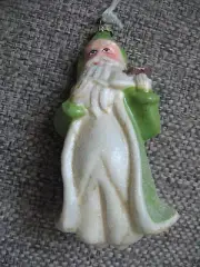 St. Nicholas Square Rustic Wonder Santa Ornament Green NWT