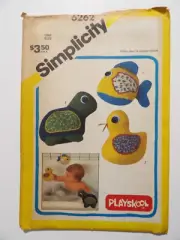 Simplicity 6262 Vintage Uncut Sewing Pattern, Tub Pets, Playskool, One Size