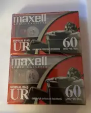 2 NEW MAXELL UR 60 MINUTE BLANK CASSETTE TAPE / TYPE I NORMAL BIAS