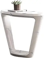 Side Table Oval Side Table, Two-Tier Side Table for Living Room, Bedroom, Balcony, Office & Small Spaces, Small End Table Accent Table with Storage Shelf, Easy Assembly End Tables Living Room(White)