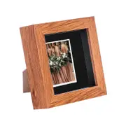 Nicola Spring Acrylic 3D Box Photo Frame with 2" x 2" Mount - 4" x 4" - Dark Wood