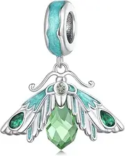[Teleye] Moth Pendant Charm 925 Sterling Silver Charm Fits For Pandora Bracelet Necklace, Cubic Zirconia, Created Cubic Zirconia