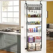6-Tier Over the Door Pantry Organizer, Metal Adjustable Over the Door Organizer Spice Rack, Hanging Storage and Organization for Kitchen, Spice Rack
