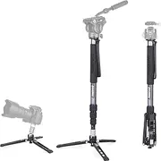 INNOREL VM70K Professional Video Monopod & Video Fluid Head Kit Removable Tripod Base and Flexible Monopod Stand for DSLR Telescopic Camera Camcorders with F60 Fluid Head,Bag(VM70K+F60)