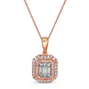 0.5 CT. T.W. Composite Natural Diamond Double Octagonal Frame Pendant in 10K Rose Gold