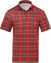 [Royal & Awesome] Funny Golf Shirts for Men, Hawaiian Golf Shirts for Men, Crazy Golf Shirts for Men, Funny Golf Polo, Stewart Tartan, Medium