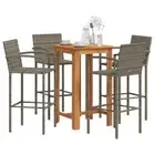 5 PCS Elegant Garden Bar Set PE Rattan Outdoor Furniture Patio Table & Stools
