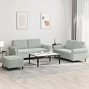 Generic 3 Piece Sofa Set with Cushions Light Grey Velvet,3202220
