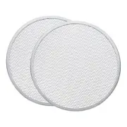 2Pcs Pizza Screen, 13" Round Pizza Baking Screen with Holes, Silver Tone