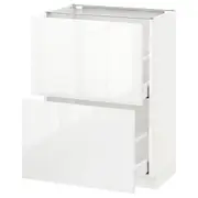 METOD base cabinet with 2 drawers, white Maximera/Ringhult white, 60x37x80 cm